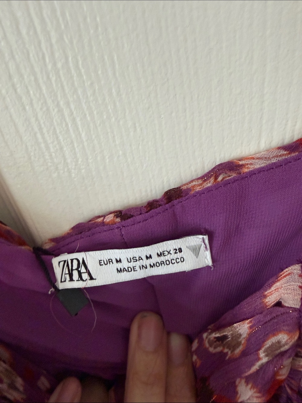 Zara Purple Patterned Ruched Mini Dress - Picture 4 of 7